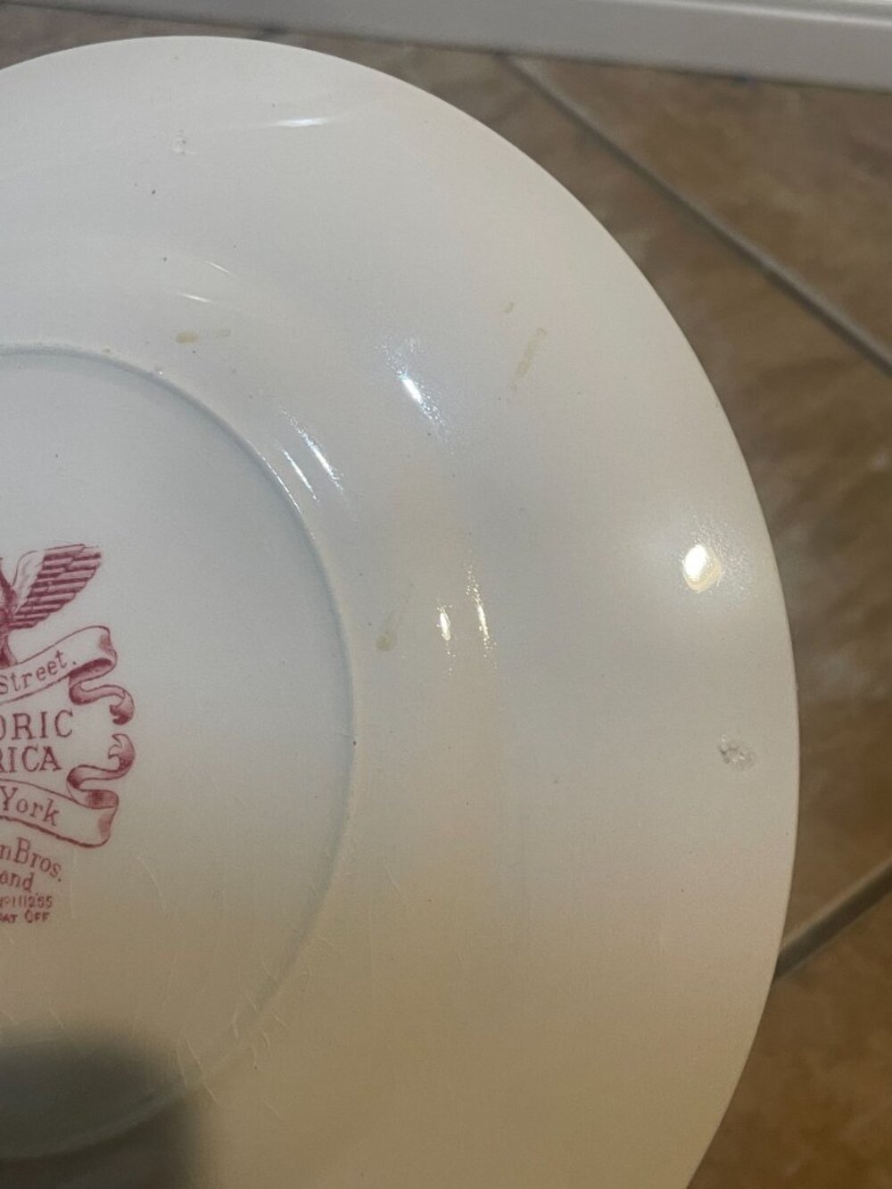 Johnson Bros Historic America Wall Street Red Transferware Plate - Picture 8 of 9